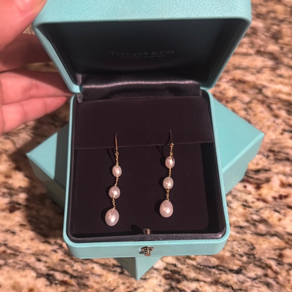 Tiffany & Co. Gold and Pearl Dangle Earrings